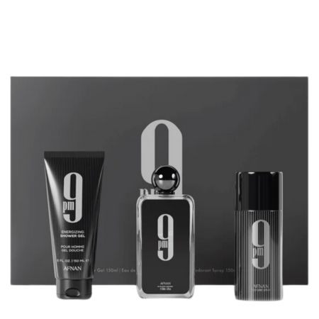 Afnan Perfumes 9PM Gift Set - 100ml EDP + 150ml Shower Gel + 150ml Deodorant Spray