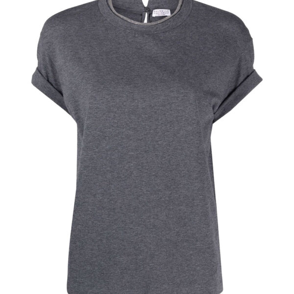Brunello Cucinelli Women faux layering t-shirt Dark grey