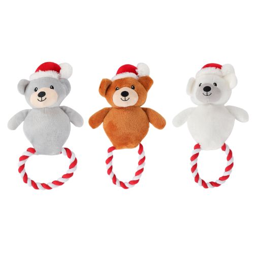 Christmas Bear Rope Dog Play Toy Assorted Colours