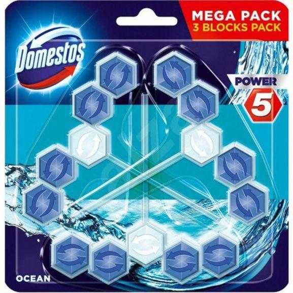 Domestos Power 5 Ocean Toilet Rim Block Cleaner 55g Pack of 3