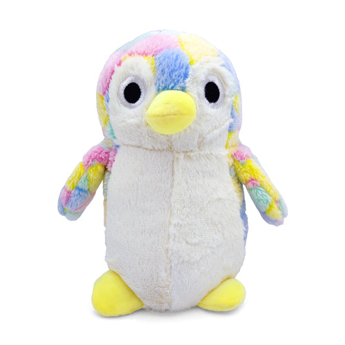 Fluffy Rainbow Squeaky Penguin Plush Dog Toy
