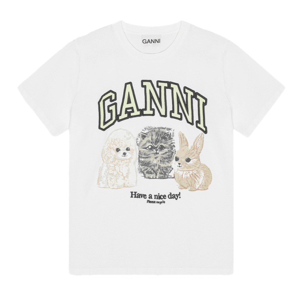 Ganni Animal Print T-shirt Bright white