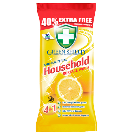 Green Shield Antibacterial Cleaning Wipes - 70 pcs