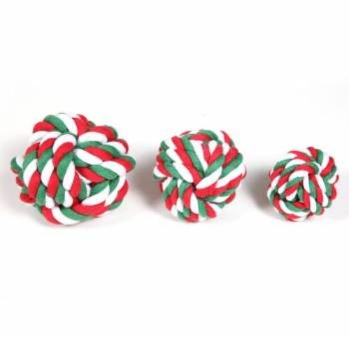 Hounds Red & Green Cotton Rope Woven Ball Dog Toy