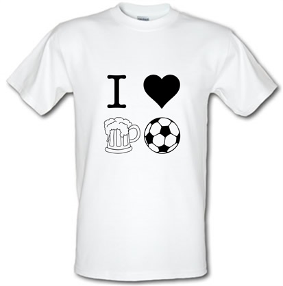 I Heart Beer and Football male t-shirt.