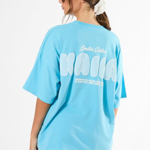 Kaiia Bubble Graphic Oversized T-Shirt Pool Blue