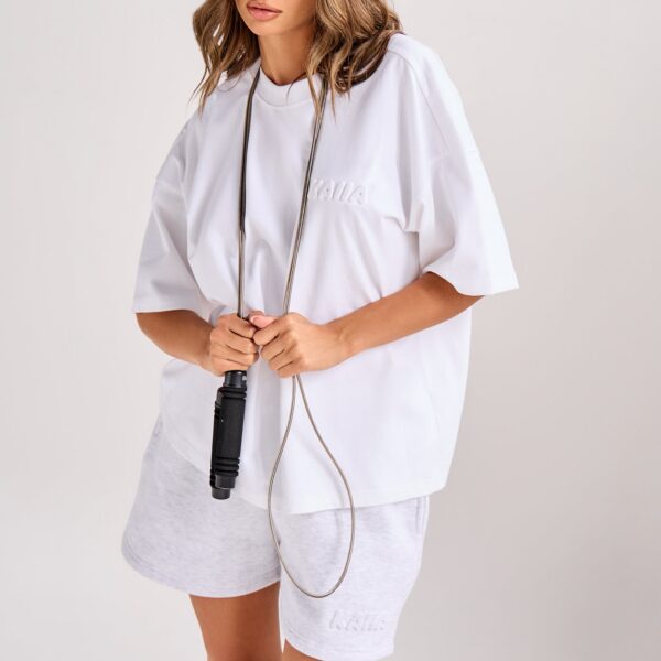 Kaiia Embossed Bubble Logo Oversized T-Shirt White