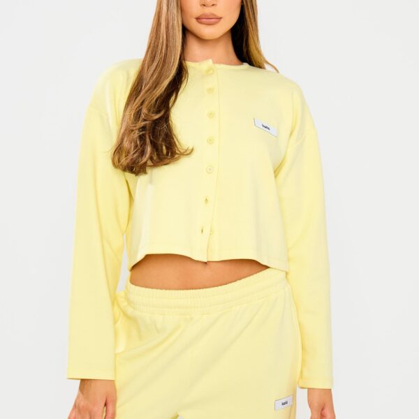 Kaiia Label Logo Premium Interlock Button Up Boxy T-Shirt Yellow