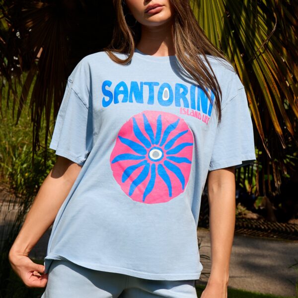 Kaiia Santorini Graphic Oversized T-shirt Blue