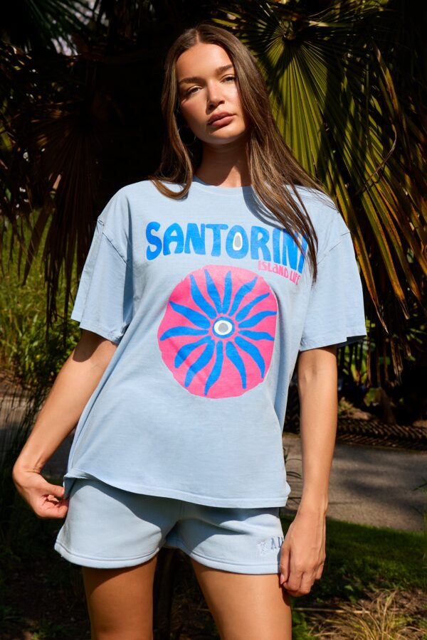 Kaiia Santorini Graphic Oversized T-shirt Blue
