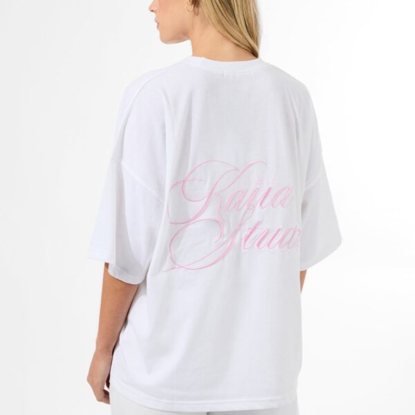 Kaiia Studio Script Logo Oversized T-Shirt White & Pink