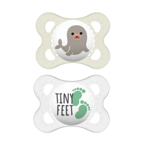 MAM Original 0m+ Pacifier 2-pack - White & Transparent