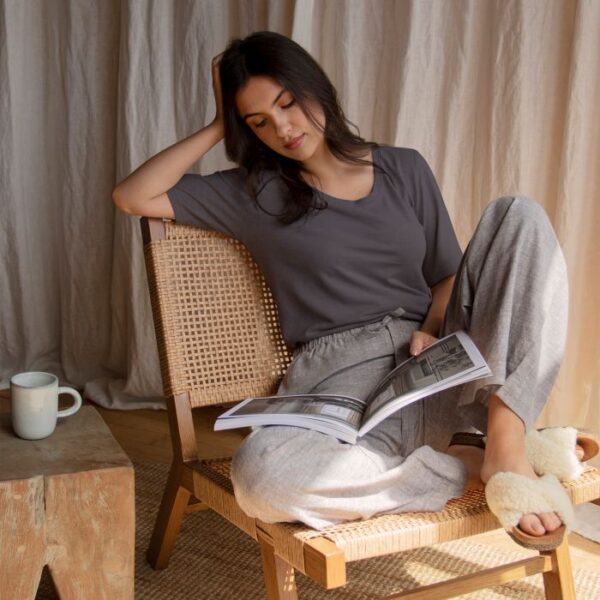 Organic Cotton & Hemp Relaxed T-Shirt By Dip & Doze | Colour: Charcoal | Size: S