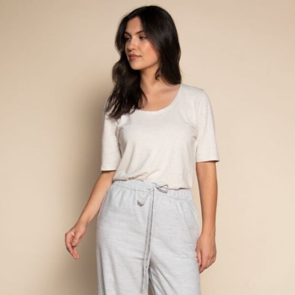 Organic Cotton & Hemp Relaxed T-Shirt By Dip & Doze | Colour: Oat | Size: M