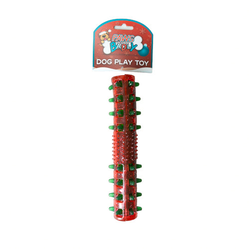 Paws Behavin' Badly Cylinder Rubber Spikey Dog Toy Assorted Colours