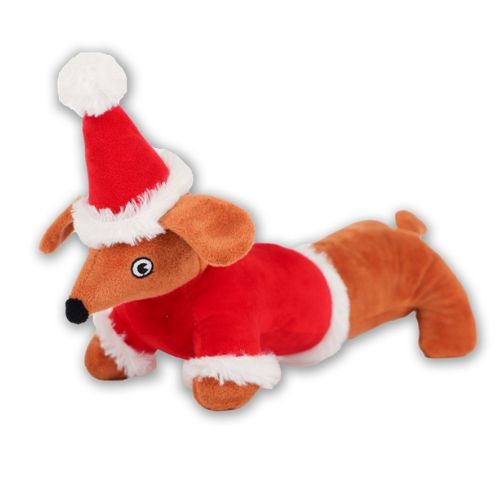 Paws Behavin' Badly Santa Sausage Dog Play Toy