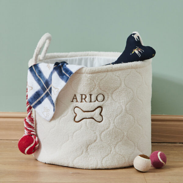 Personalised Boucle Dog Toy Basket