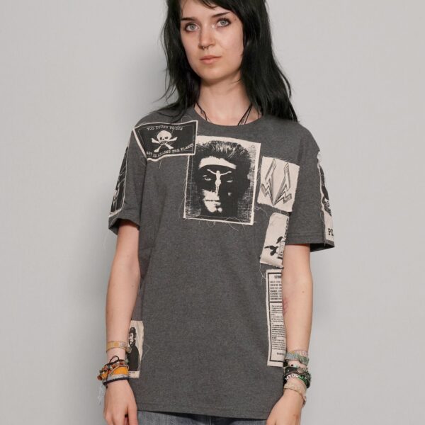 'Saint' Multipatch T-Shirt in Grey