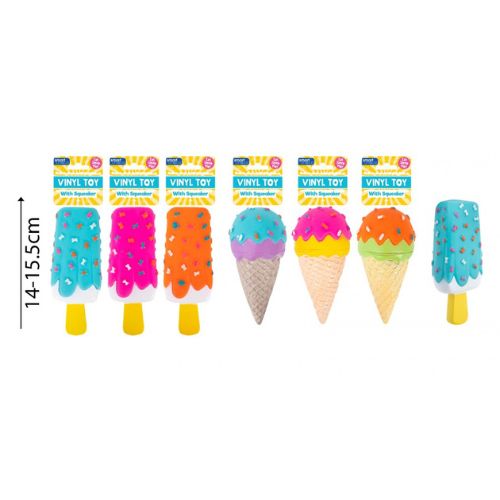 Smart Choice Squeaky Vinyl Ice Cream Lolly Dog Toy Assorted Styles