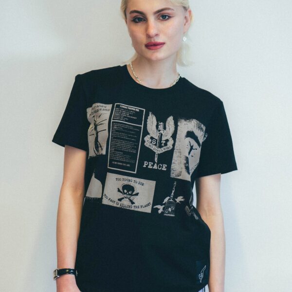 T-Shirt with Printed Patches in Black