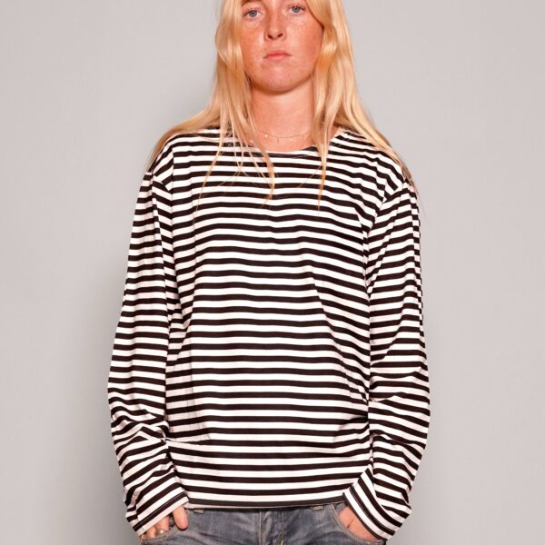 Vintage Naval Long Sleeve T-Shirt in Black Stripe