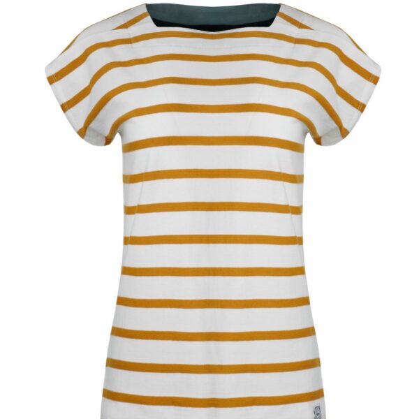Weird Fish Bowe Organic Cotton Striped Jersey T-Shirt Deep Amber Size 20