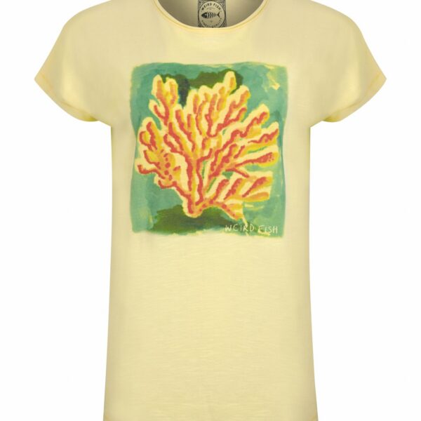 Weird Fish Coral Collage Organic Cotton Front Print T-Shirt Sunshine Yellow Size 14