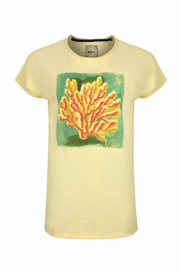 Weird Fish Coral Collage Organic Cotton Front Print T-Shirt Sunshine Yellow Size 14