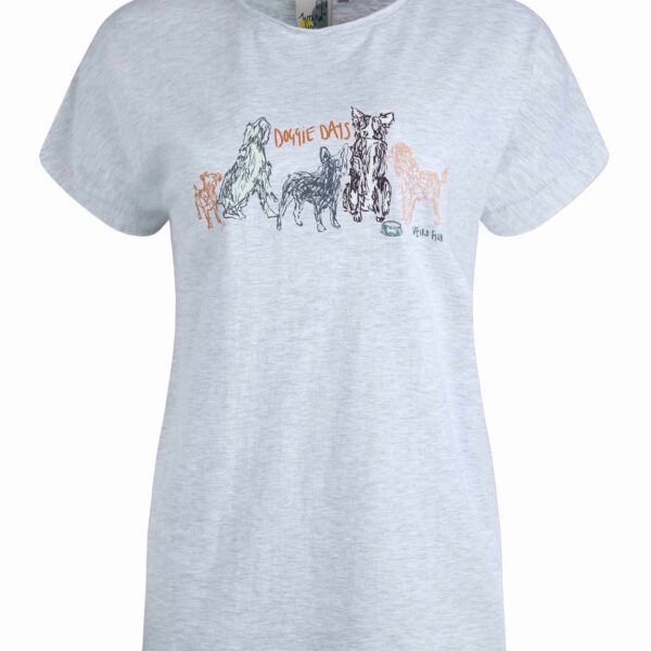 Weird Fish Doggie Days Organic Cotton T-Shirt Grey Marl Size 8