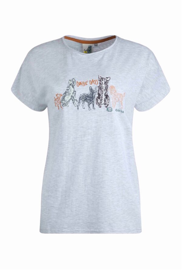 Weird Fish Doggie Days Organic Cotton T-Shirt Grey Marl Size 8