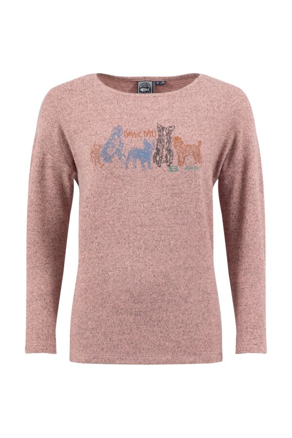 Weird Fish Dogs Life Soft Touch Front Print Long Sleeve T-Shirt Tea Rose Size 10