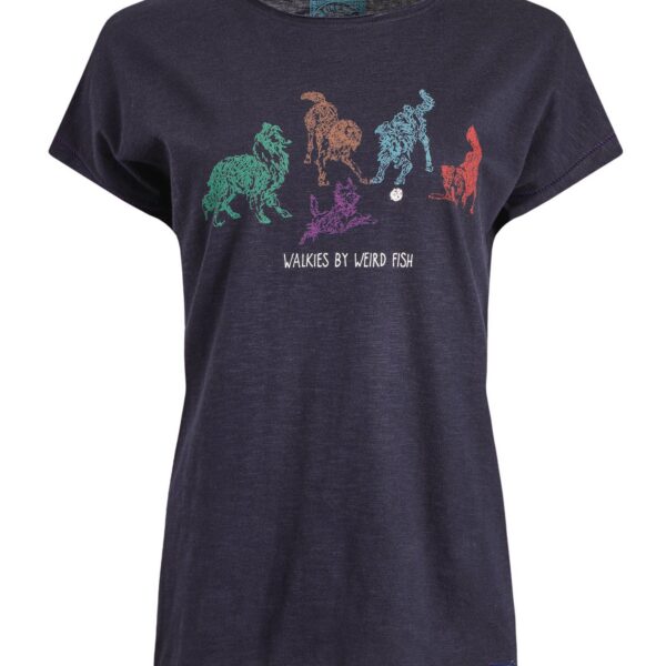 Weird Fish Go Fetch Front Print Graphic T-Shirt Dark Navy Size 10
