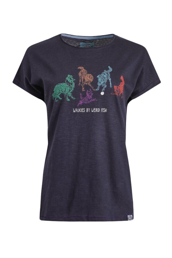 Weird Fish Go Fetch Front Print Graphic T-Shirt Dark Navy Size 10