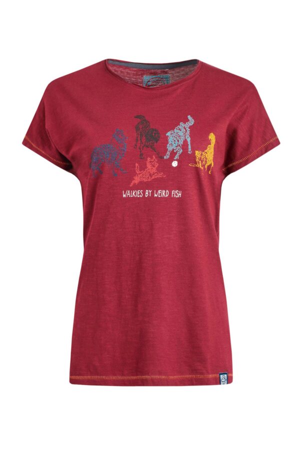Weird Fish Go Fetch Front Print Graphic T-Shirt Garnet Size 10