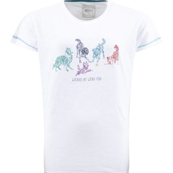 Weird Fish Go Fetch Front Print Graphic T-Shirt White Size 10