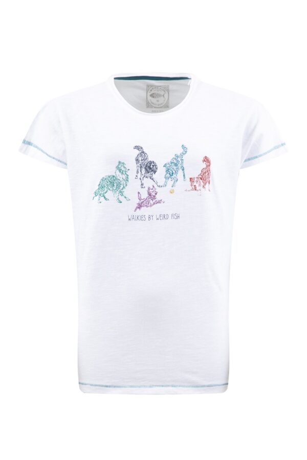 Weird Fish Go Fetch Front Print Graphic T-Shirt White Size 10