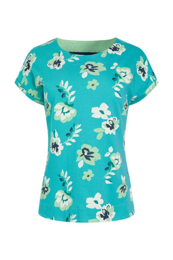 Weird Fish Paw Paw Organic Cotton Printed T-Shirt Blue Shine Size 14