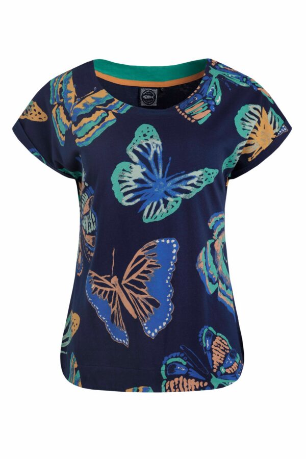 Weird Fish Paw Paw Organic Cotton Printed T-Shirt Dark Blue Size 20