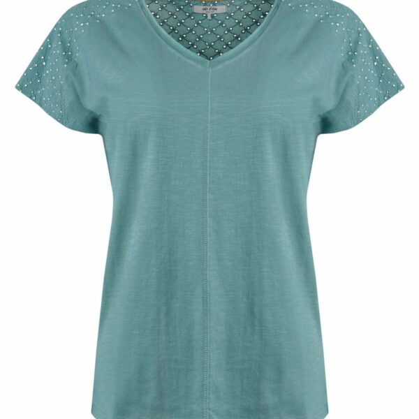 Weird Fish Pernille Organic Cotton Cutaway T-Shirt Mineral Blue Size 8