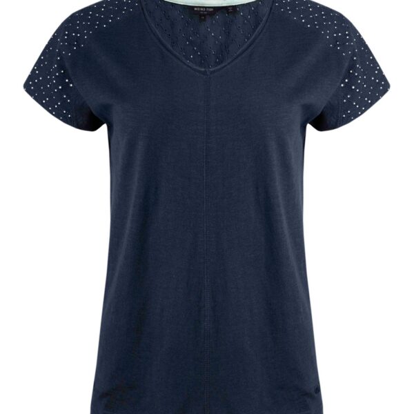 Weird Fish Pernille Organic Cotton Cutaway T-Shirt Navy Size 10