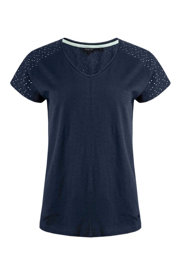 Weird Fish Pernille Organic Cotton Cutaway T-Shirt Navy Size 10
