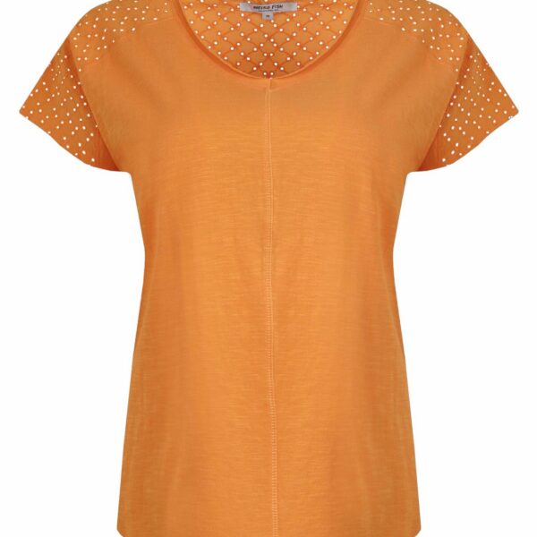 Weird Fish Pernille Organic Cotton Cutaway T-Shirt Orange Size 12