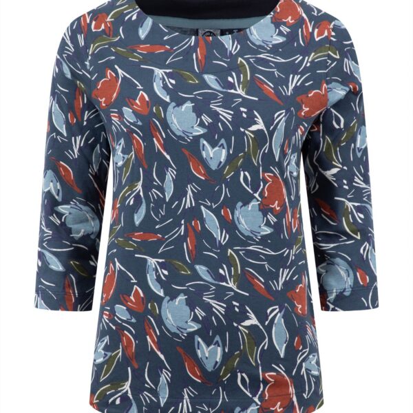 Weird Fish Pinto Printed Jersey T-Shirt Navy Blue Size 10