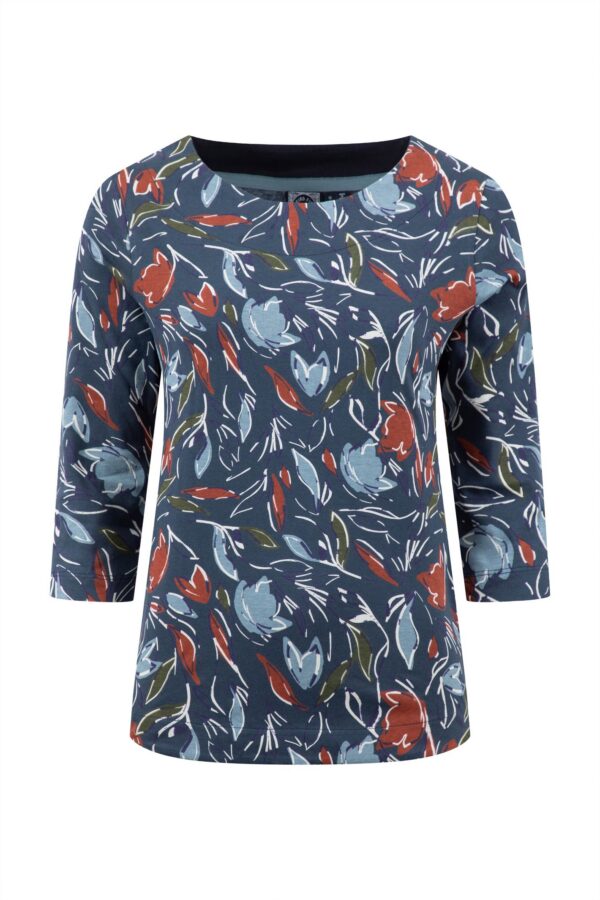 Weird Fish Pinto Printed Jersey T-Shirt Navy Blue Size 10