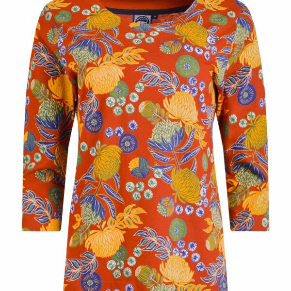 Weird Fish Pinto Printed Jersey T-Shirt Rust Leaves Size 10