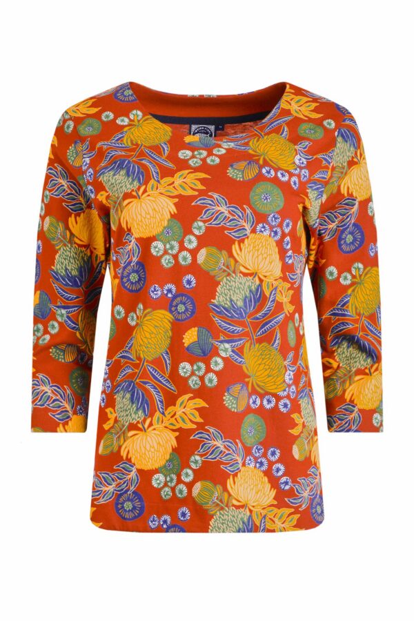Weird Fish Pinto Printed Jersey T-Shirt Rust Leaves Size 10