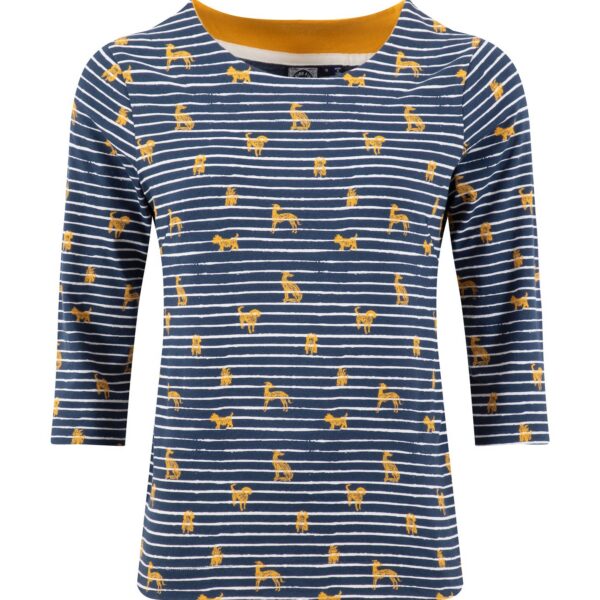 Weird Fish Rachel Printed Jersey T-Shirt Ochre Size 10