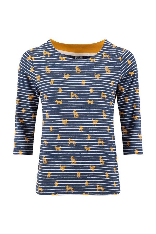 Weird Fish Rachel Printed Jersey T-Shirt Ochre Size 10