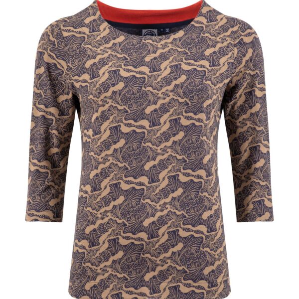 Weird Fish Rachel Printed Jersey T-Shirt Tan Size 10