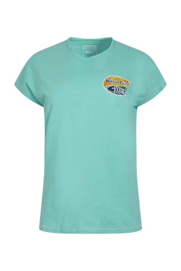 Weird Fish Seashore Organic Cotton Back Print Graphic T-Shirt Aqua blue Size 12